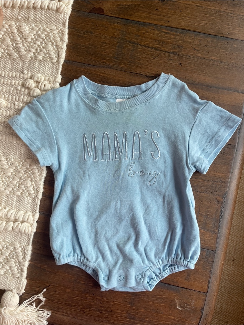 Mama's Boy Light Blue Baby One-Piece Bubble